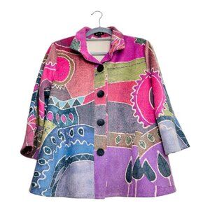 Damee Abstract Wearable Art Jacket – Statement Piece Lagenlook sz M RARE